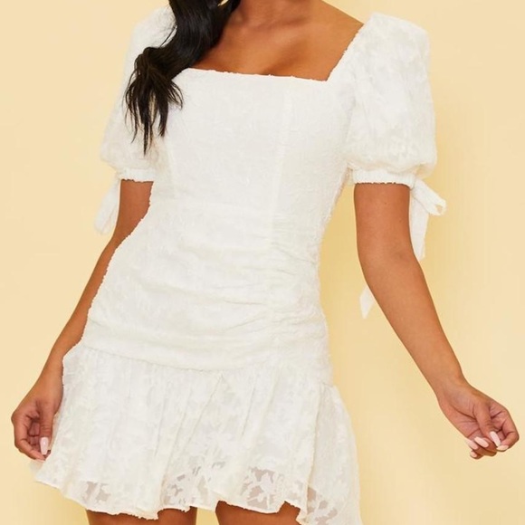 NEW RUFFLE MINI DRESS PUFF SHOULDER Revolve Summer Dress - Picture 3 of 3